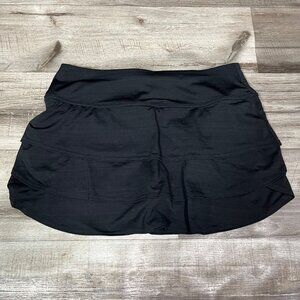 Athleta Athletic Mid Rise Tiered Ruffle Skort Heathered Black Women’s Size S